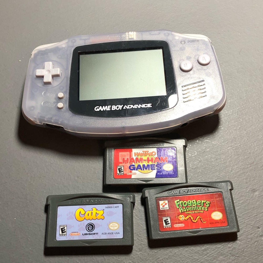 Gameboy Advance Grey Translucent 3 Games